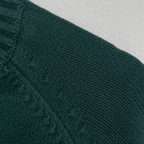 LANDS ENDS Sweater Mens L 42 44 V-Neck Raglan Pullover Jumper Pure Cotton Green - Picture 6 of 13